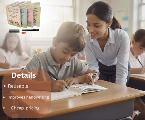 Sank Magic Practice Copybook, (4 BOOK + 10 REFILL+ 1 Pen +1 Grip) Number Tracing Book for Preschoolers with Pen, Magic Calligraphy Copybook Set Practical Reusable Writing Tool Simple Hand Lettering