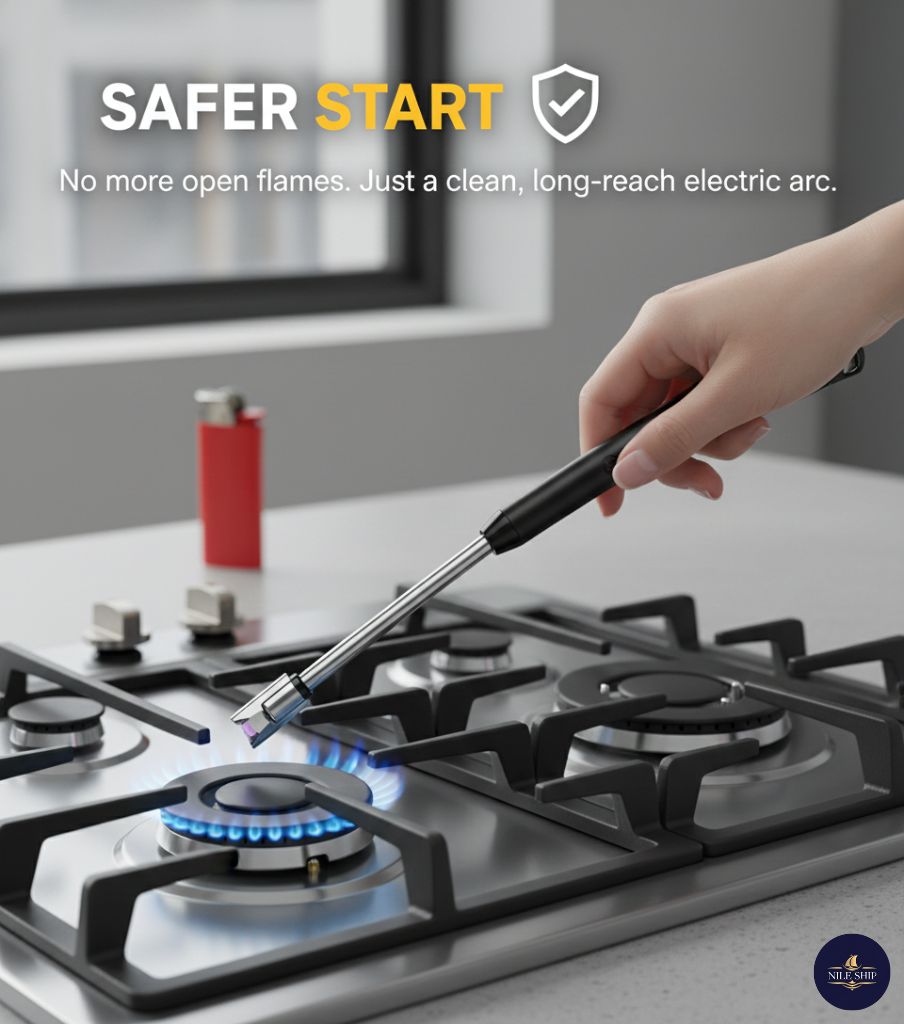 Rechargeable Electric Gas Lighter for Kitchen, Lighter for Gas Stove, Candles, Pooja,, C-Type USB, Kitchen Tools, Multi Purpose - 360° Flexible & Windproof